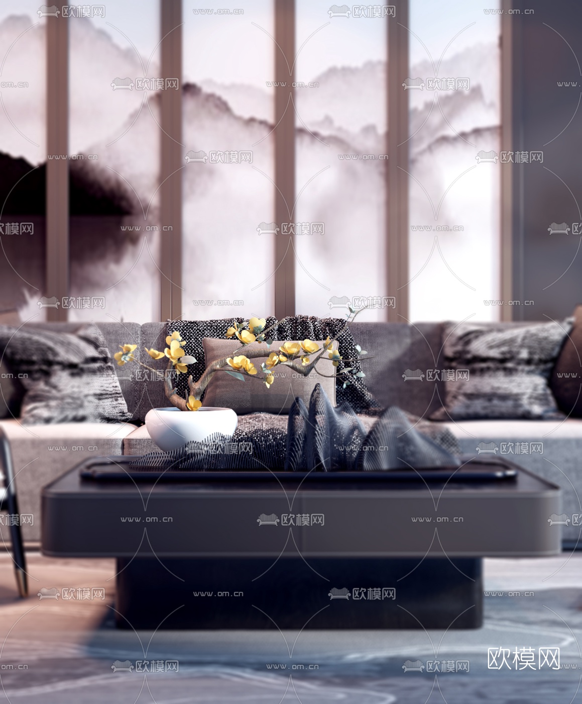 新中式沙发组合3d模型