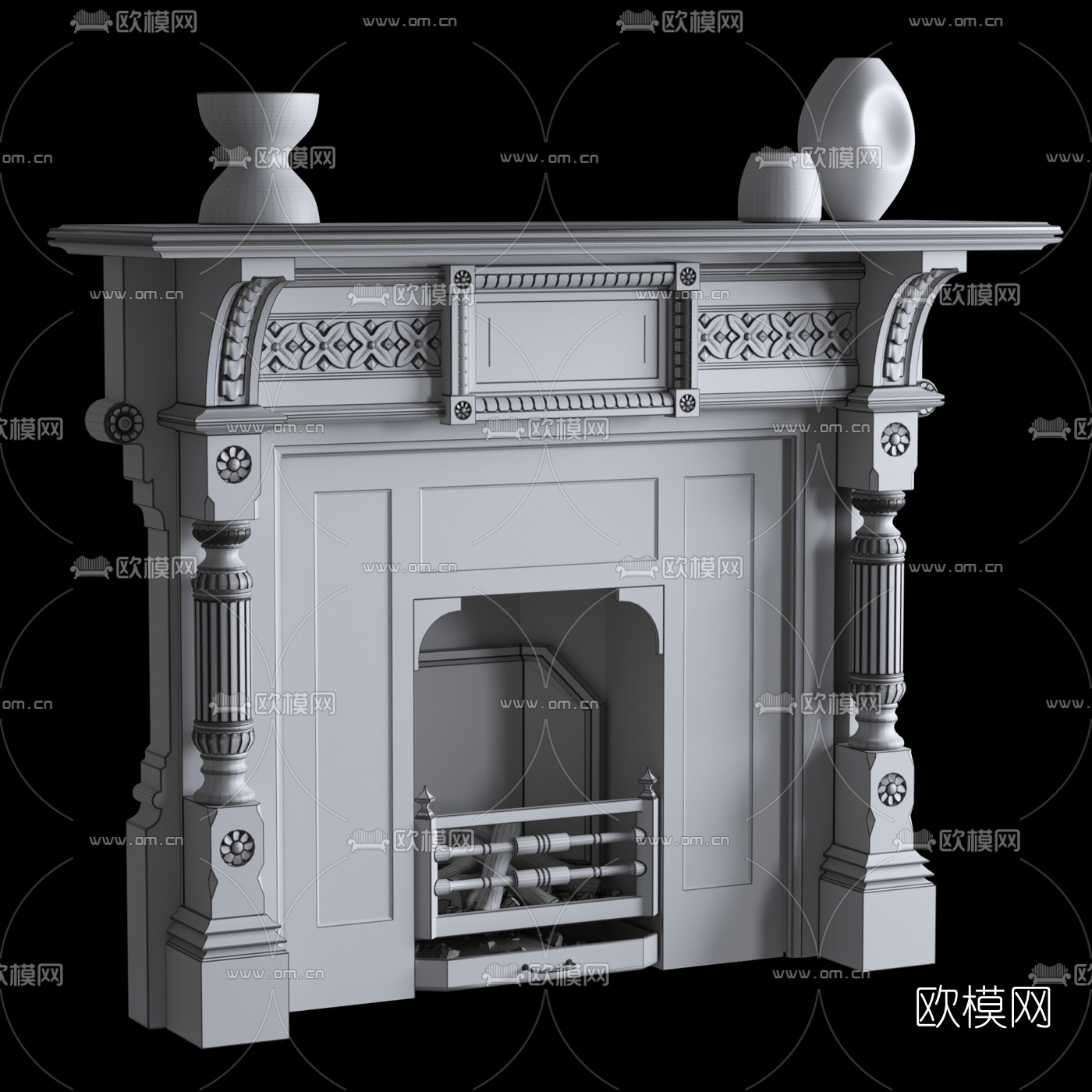 美式壁炉3d模型