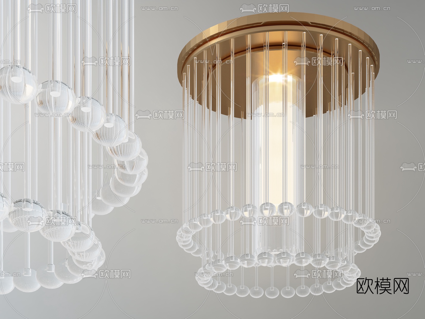 现代金属水晶吊灯3d模下载