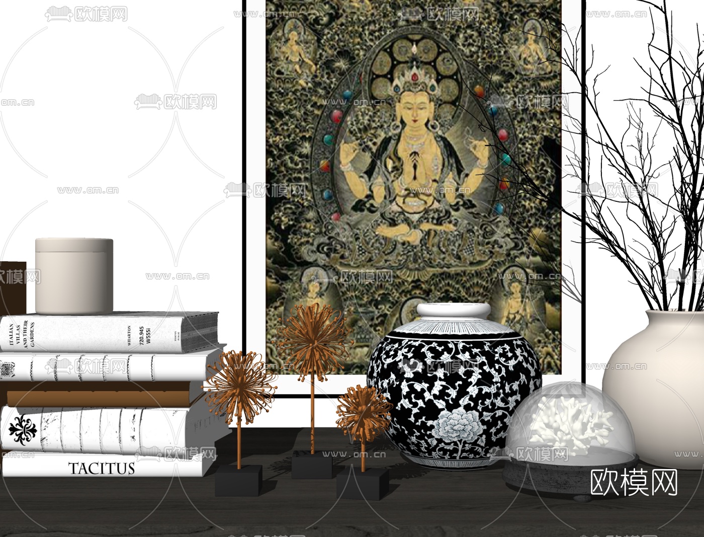 后现代轻奢书籍摆件su模型下载