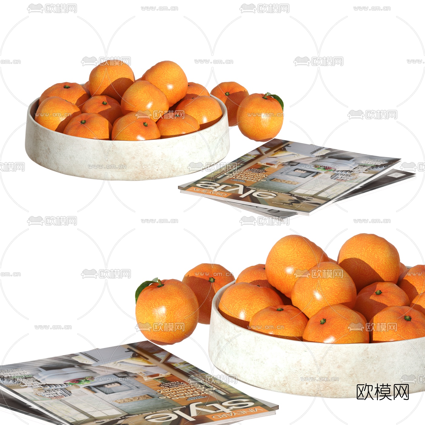 现代水果盘报纸3d模型