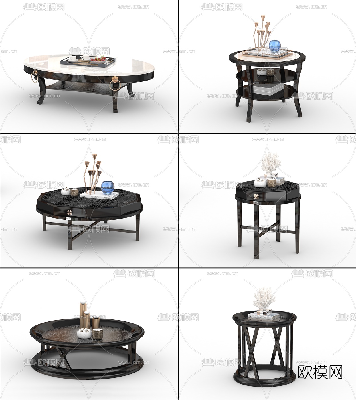 现代轻奢茶几边几圆几3d模型-免费3dmax模型库-欧模网