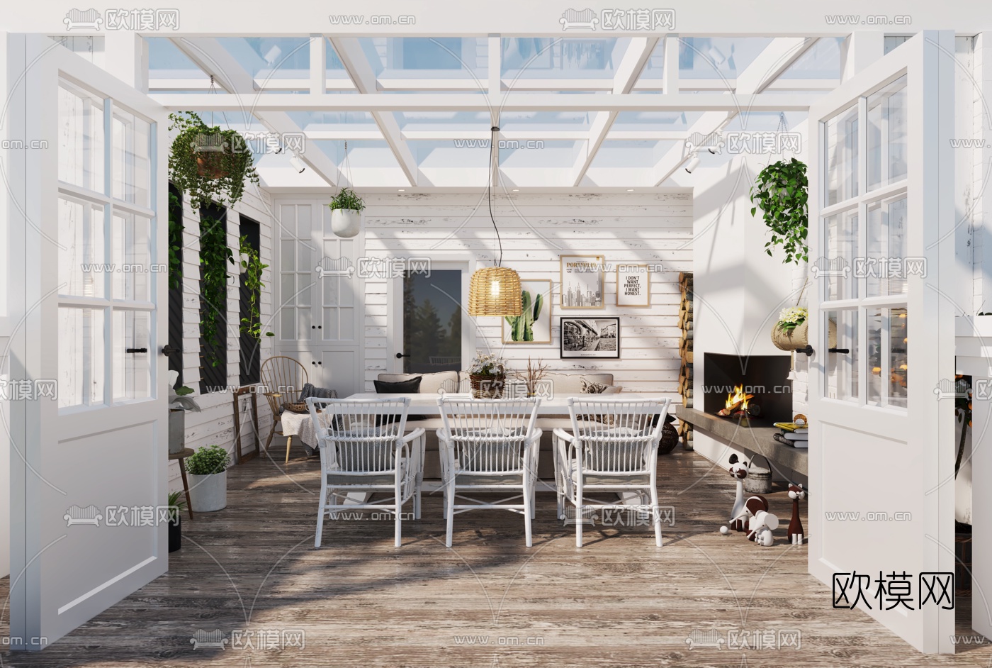 北欧露天阳台花园3d模型下载