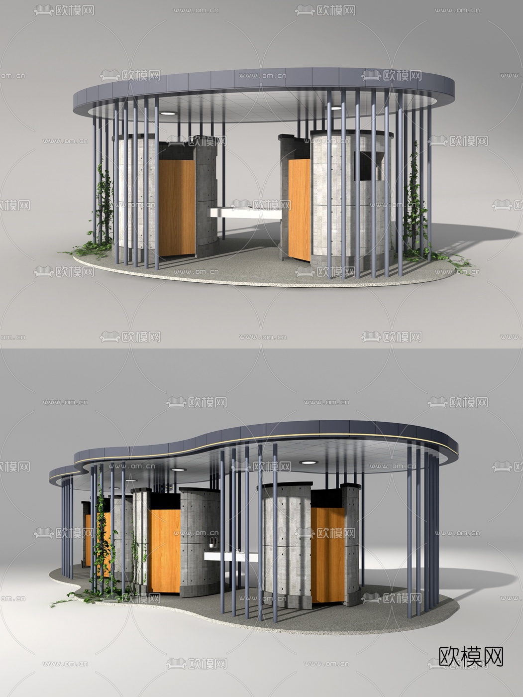 现代户外公共厕所3d模型