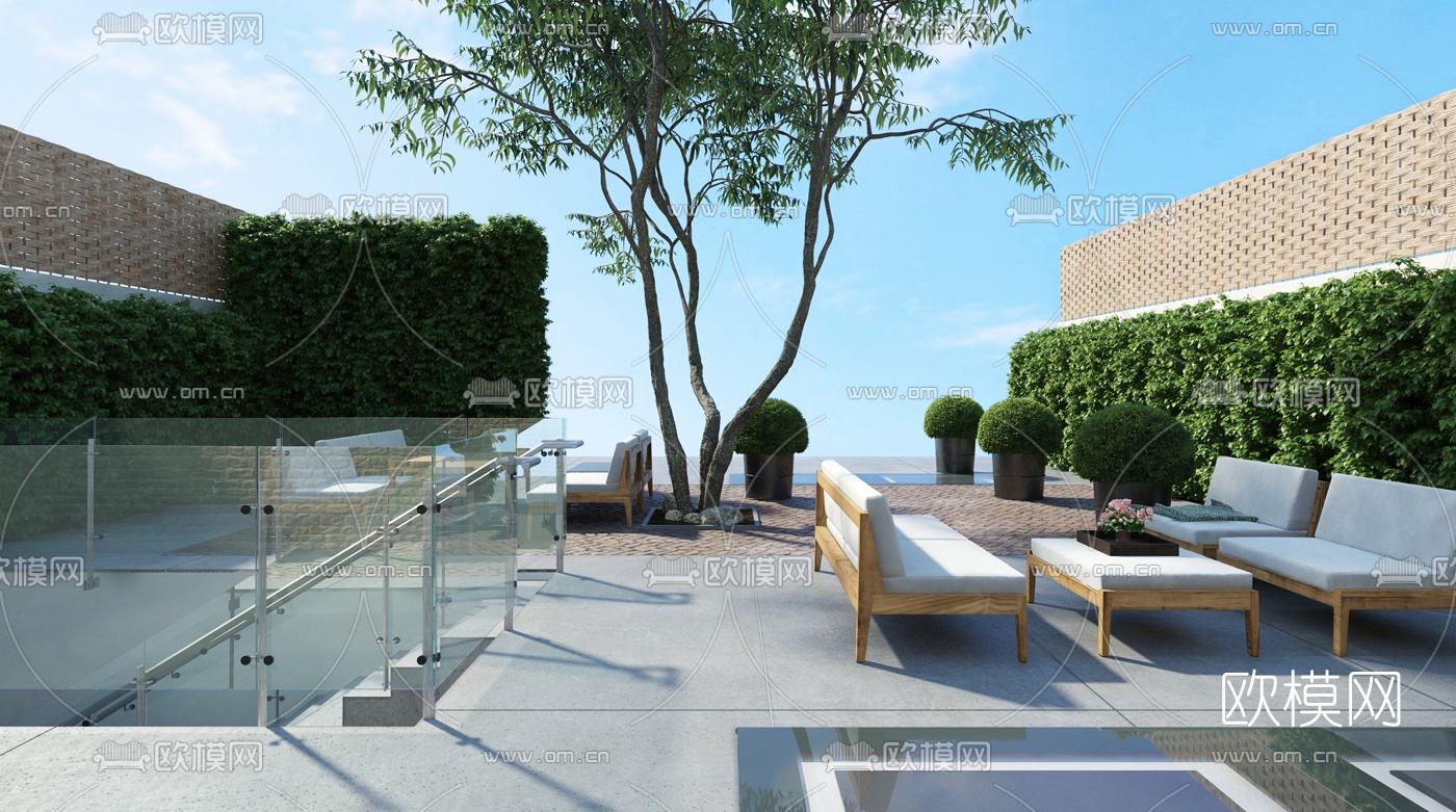 现代庭院花园3d模型