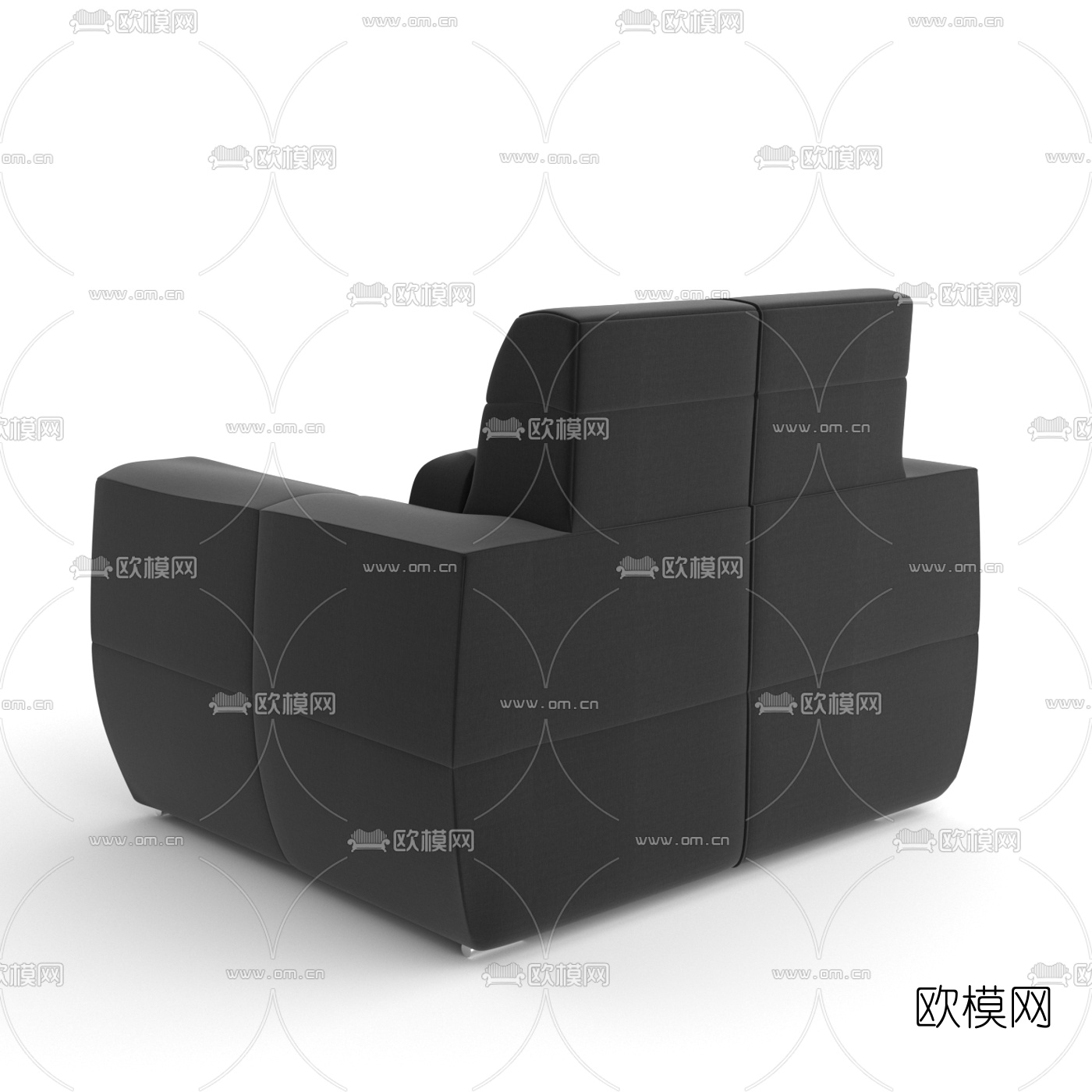 现代灰色绒布办公沙发3d模型下载（渲染图3）