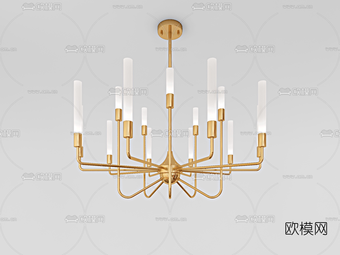 北欧金属多头吊灯3d模型下载（渲染图4）