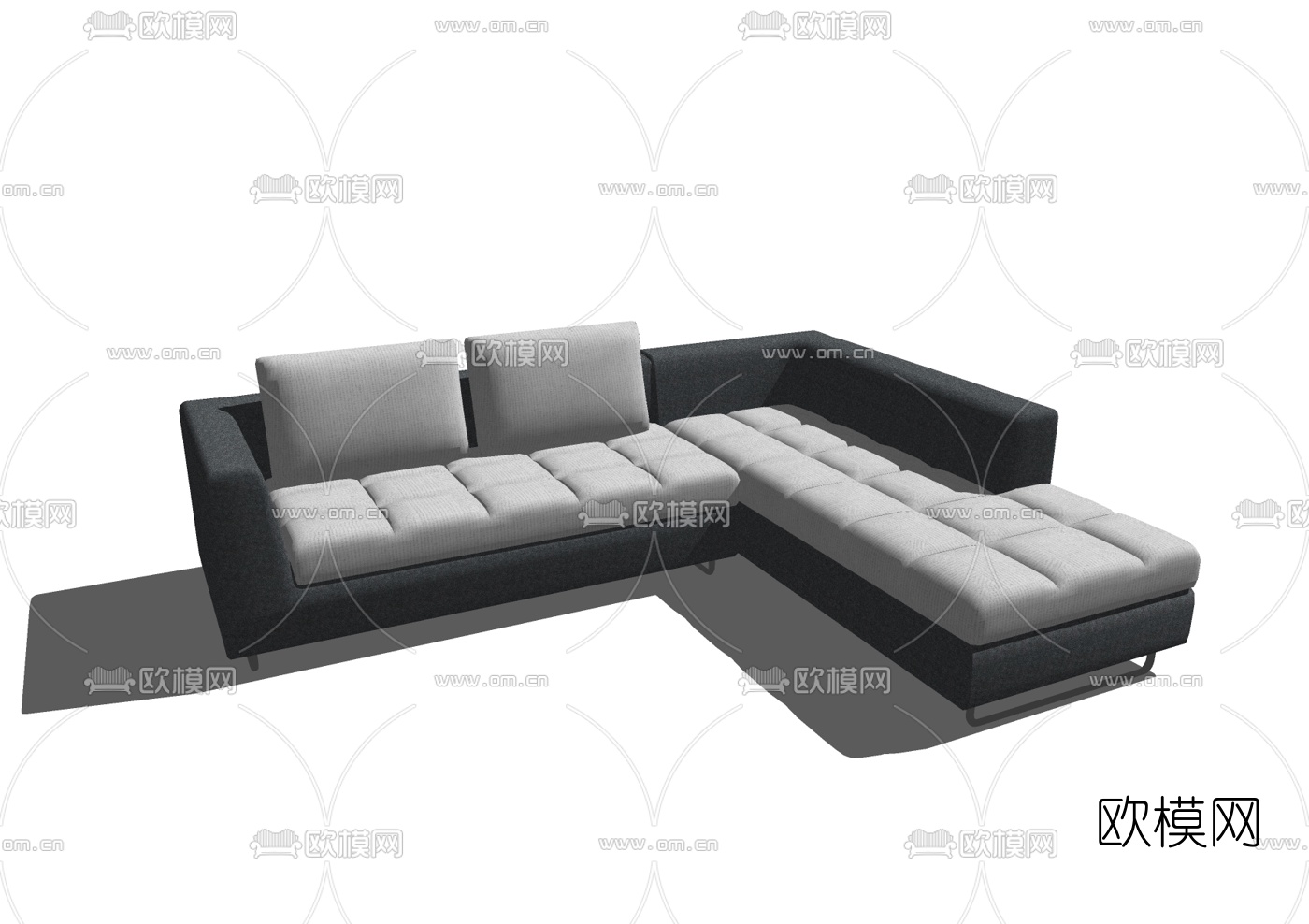 现代布艺转角沙发免费su模型下载
