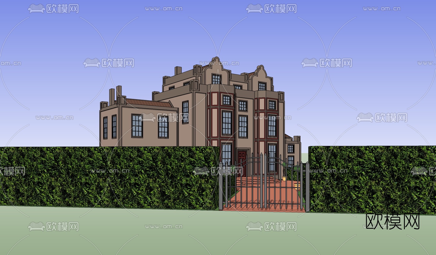 欧式别墅su模型下载（渲染图1）