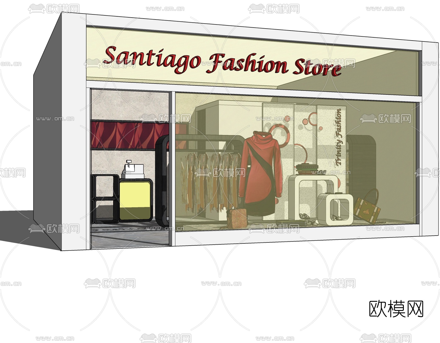 现代服装店免费su模型下载_ID10271943_sketchup模型下载-欧模网