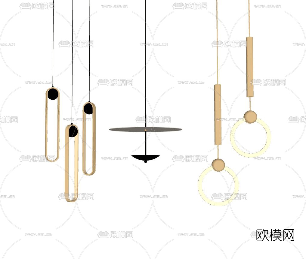 现代轻奢吊灯su模型下载（渲染图2）
