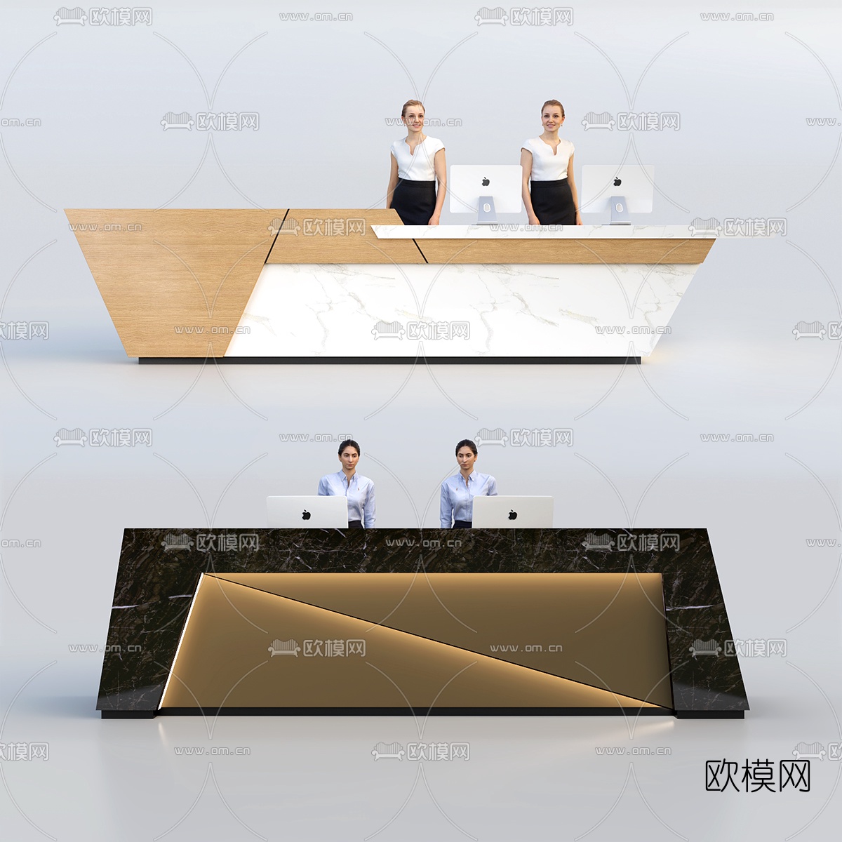 现代办公接待台3d模型下载