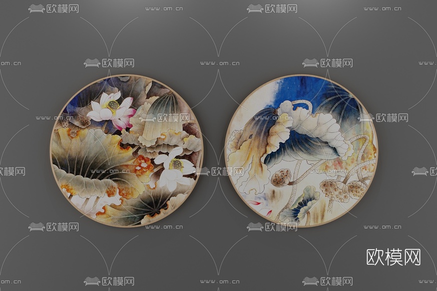 新中式挂画装饰画3D模型下载