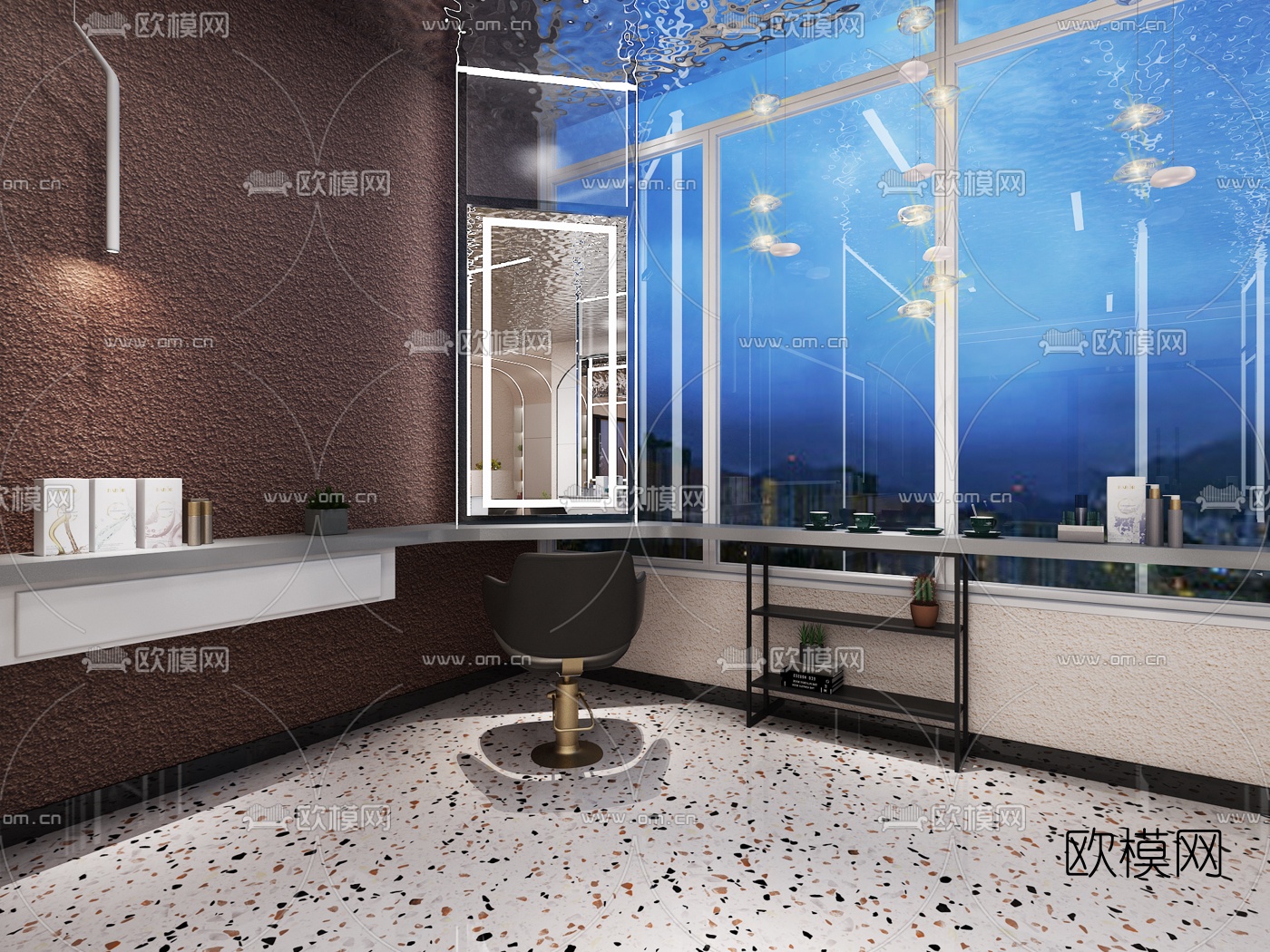 现代理发店美发店3d模型