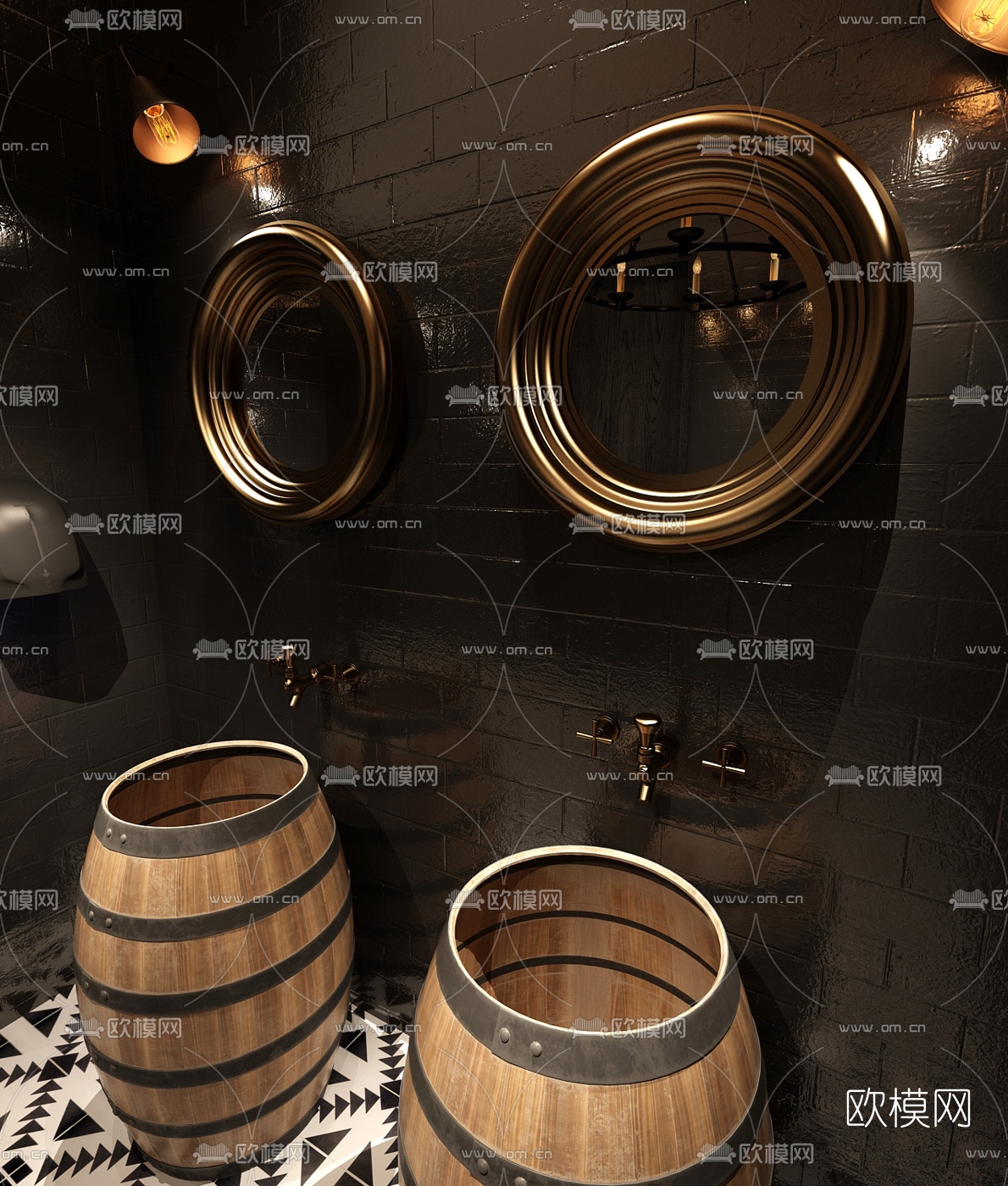 工业风酒店卫生间3d模型下载（渲染图3）