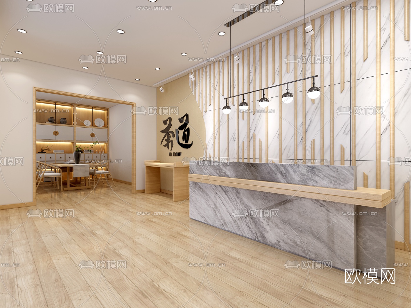 新中式茶楼前台免费3d模型下载_ID10064709_3dmax免费模型-欧模网