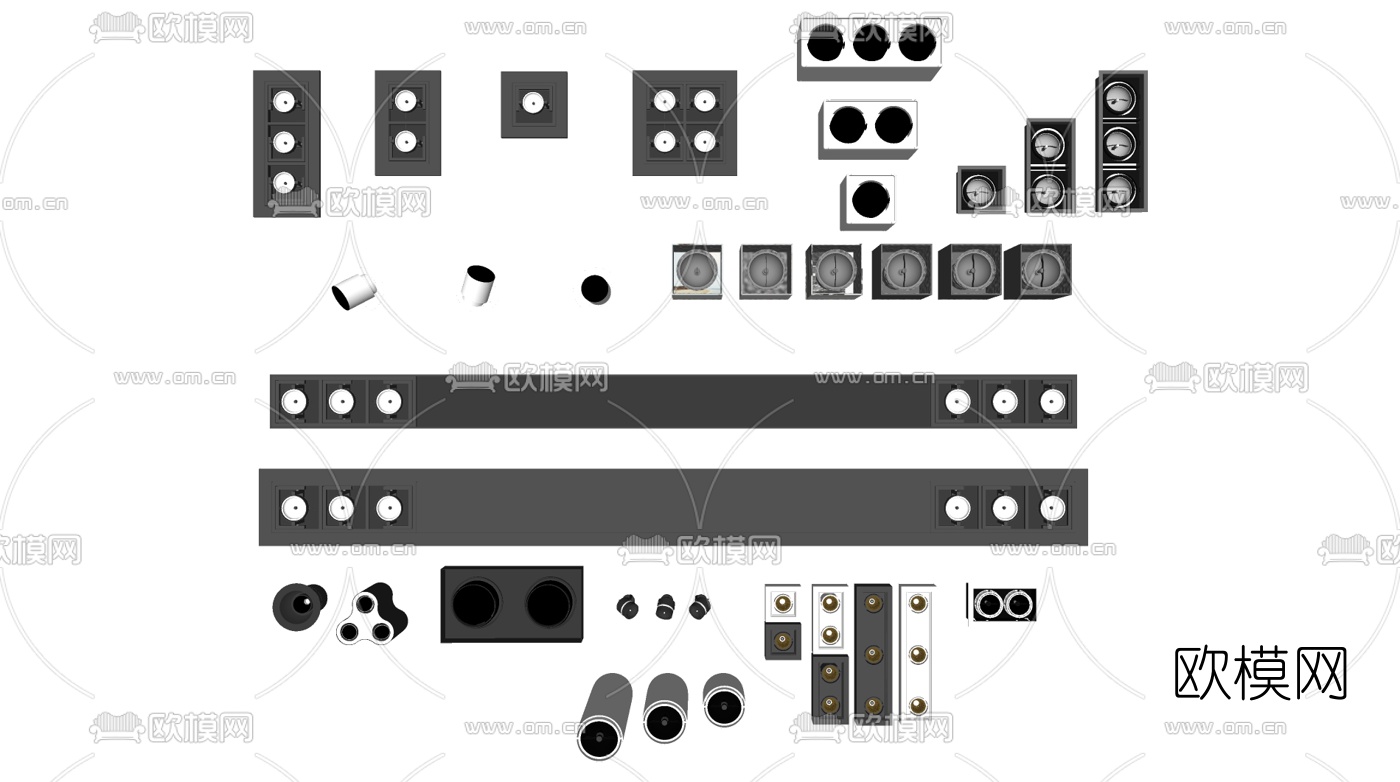 现代筒灯组合su模型下载（渲染图1）