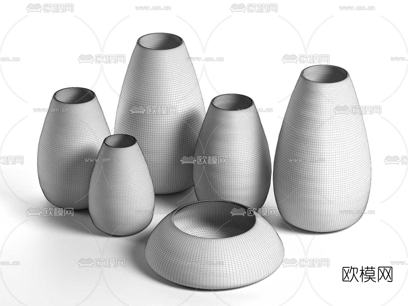 现代陶瓷花瓶摆件3d模型下载（渲染图2）