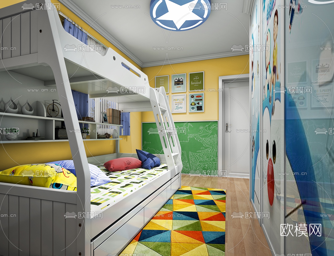 现代小孩房卧室3d模型