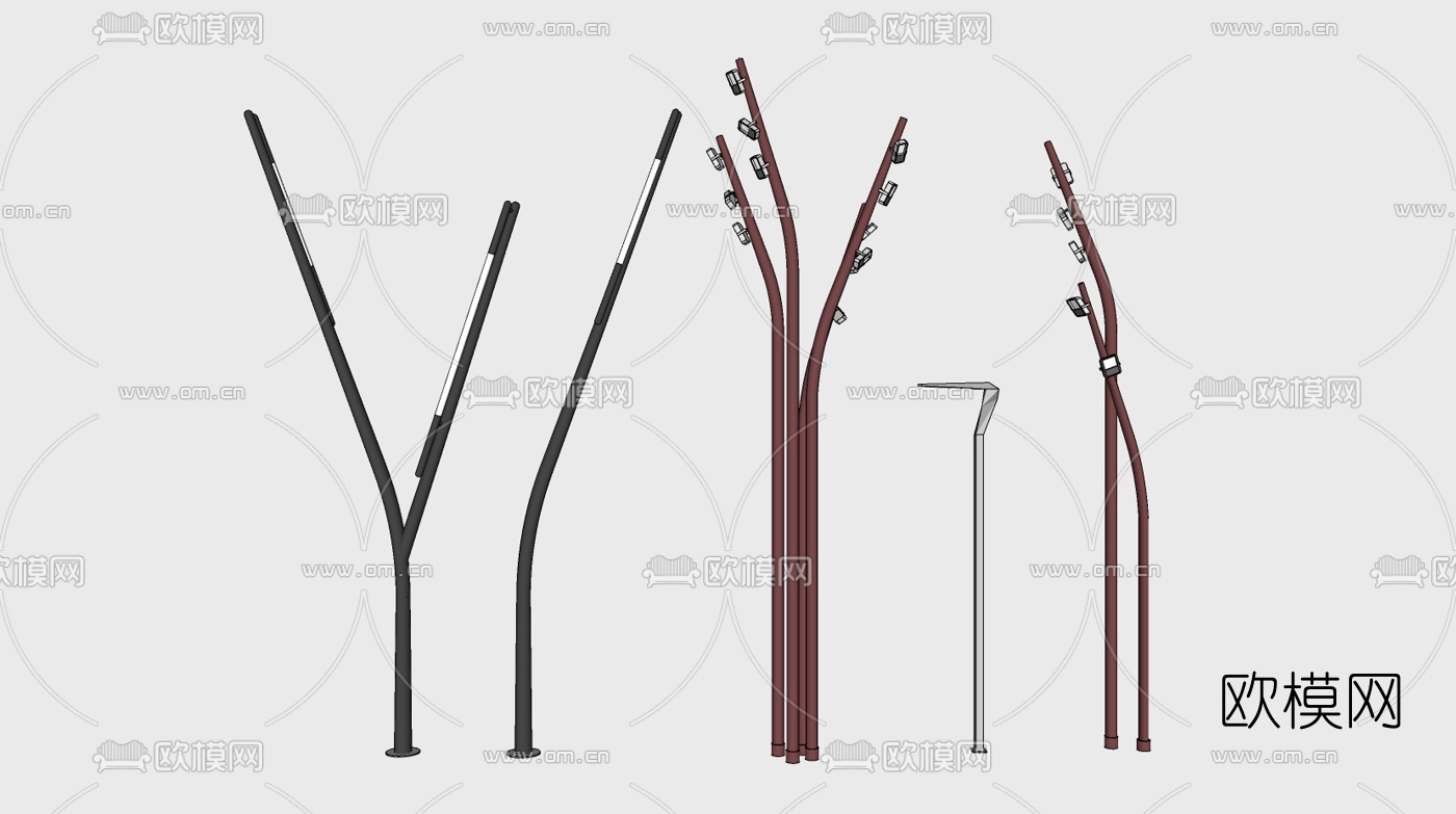 现代户外景观灯su模型下载