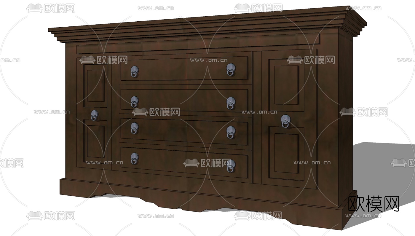 欧式实木边柜免费su模型下载