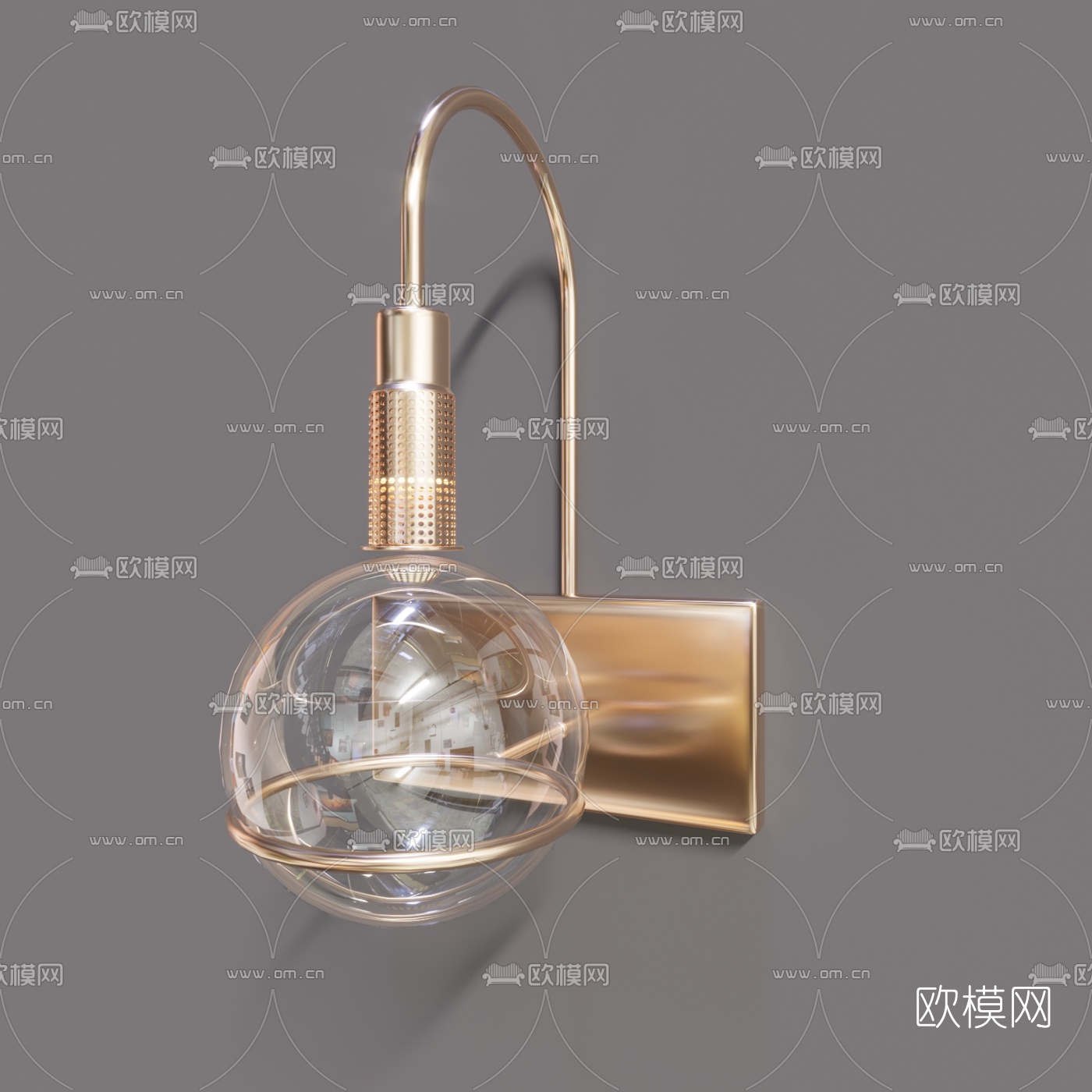 北欧轻奢金属壁灯组合3d模型下载（渲染图3）