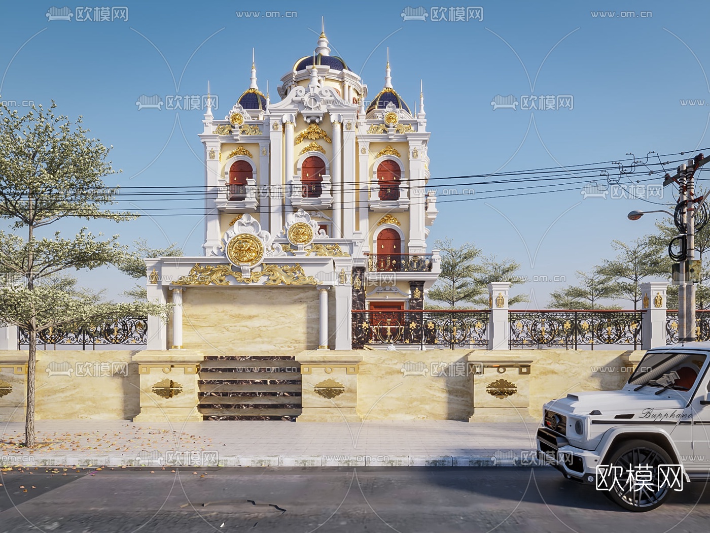 欧式别墅外观su模型下载（渲染图2）