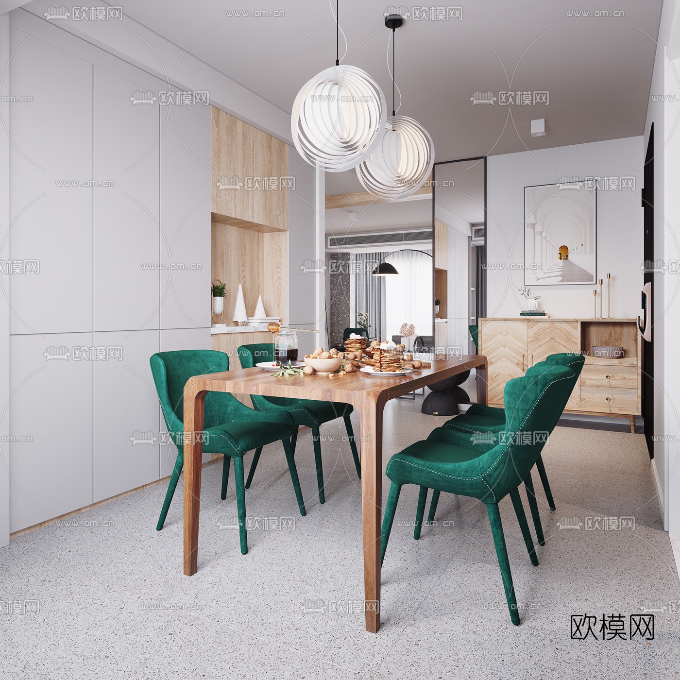 北欧客厅餐厅3d模型