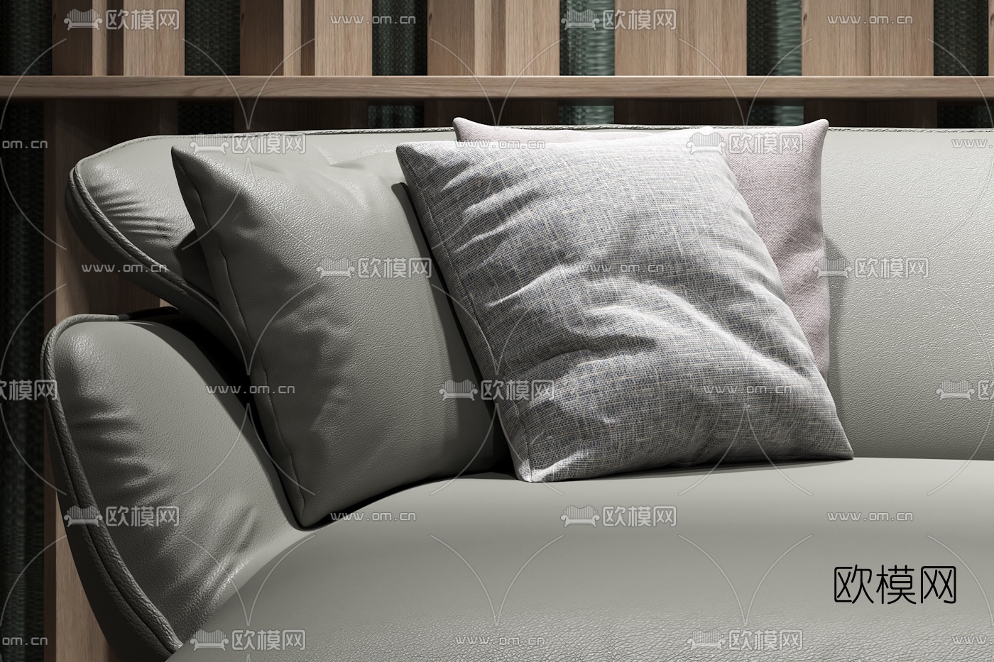 意大利Cassina品牌现代皮革沙发茶几组合3D模型下载（渲染图4）