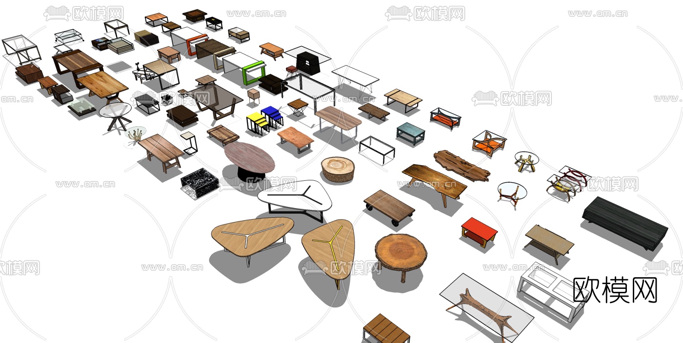 现代茶几组合su模型下载（渲染图1）