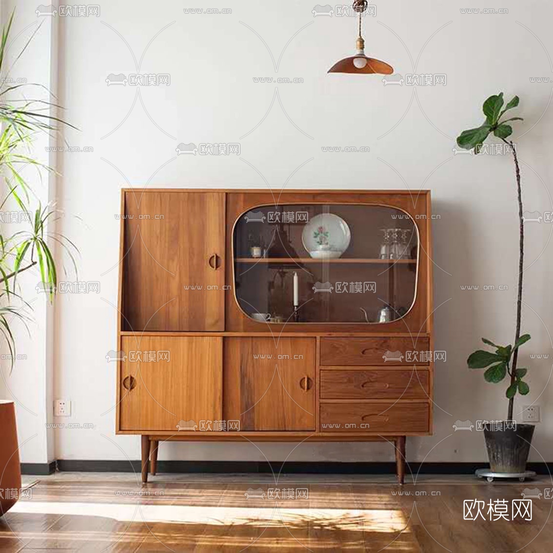 北欧实木餐边柜su模型下载（渲染图1）