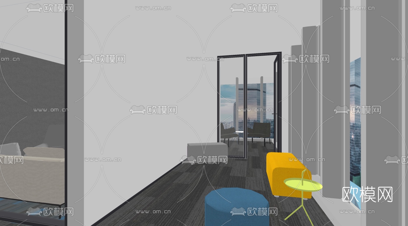 现代办公区su模型下载（渲染图5）
