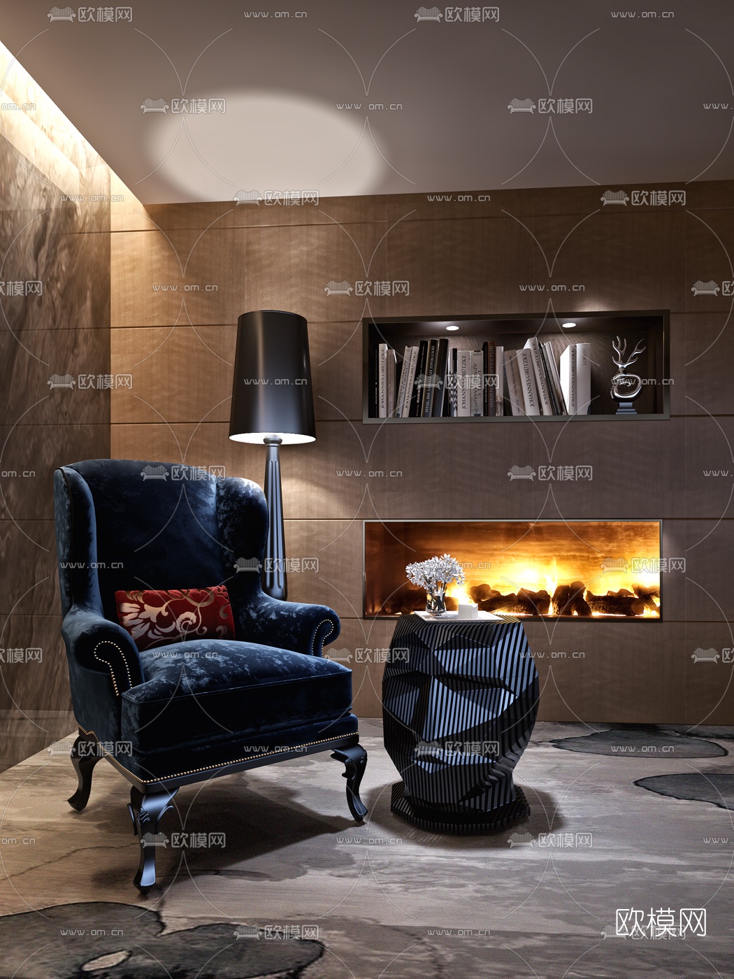 欧式古典单人沙发3d模型