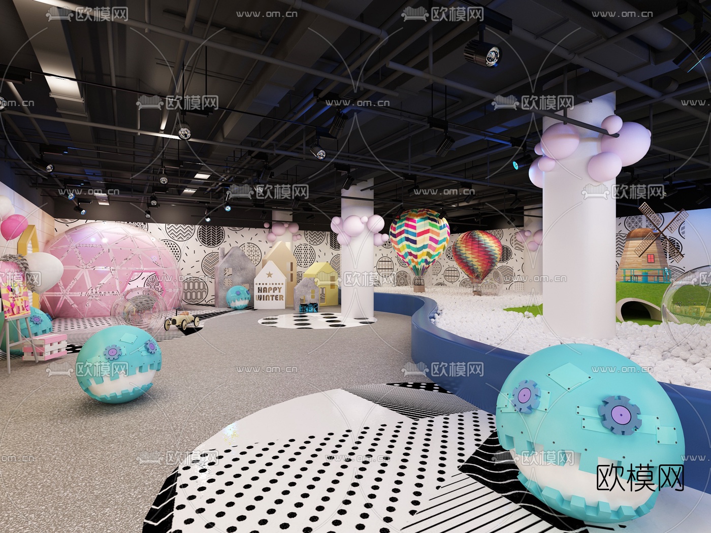 北欧儿童游戏活动区3d模型下载（渲染图7）
