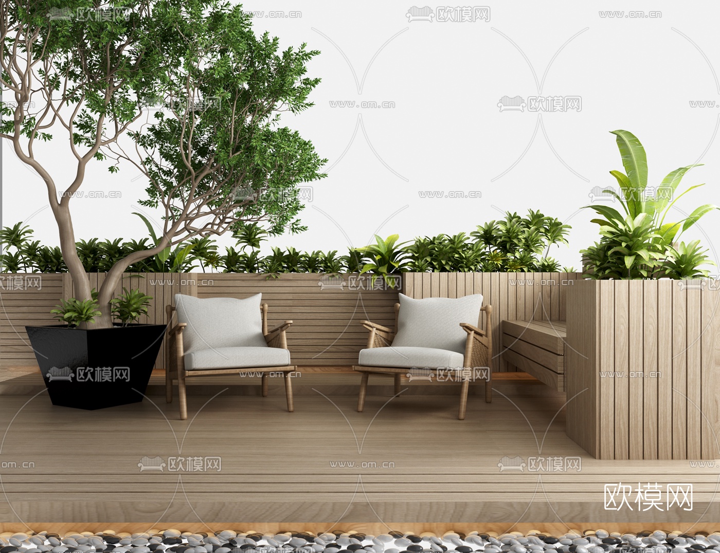 现代户外休闲椅3d模型下载