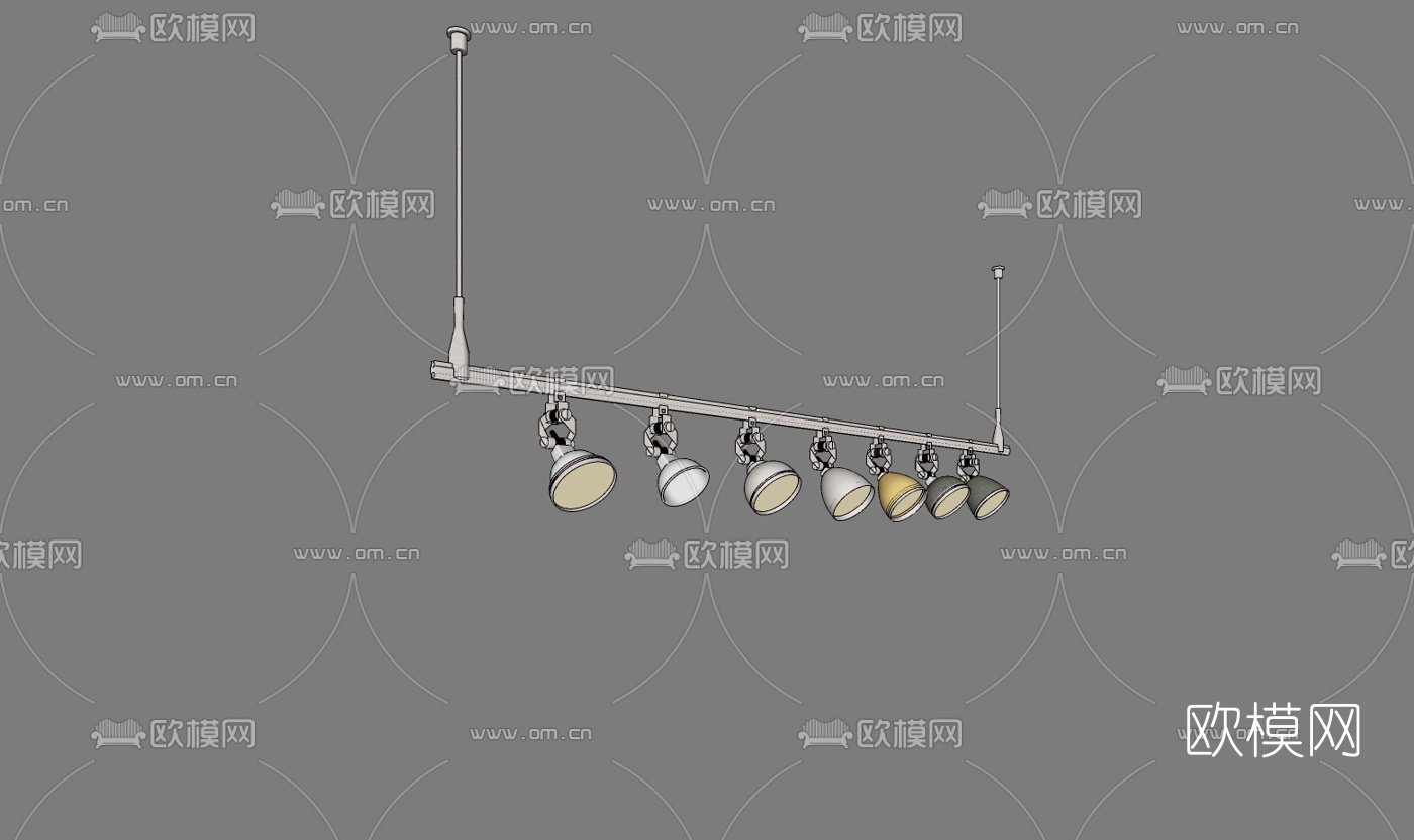 现代射灯轨道灯免费su模型下载（渲染图2）