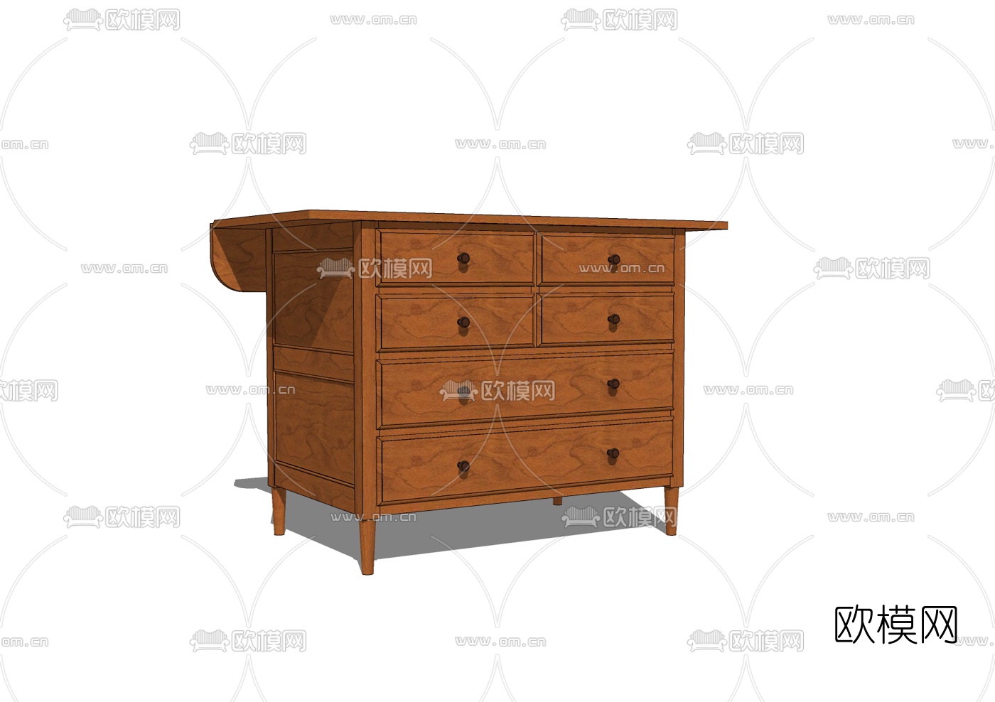 美式实木斗柜免费su模型下载