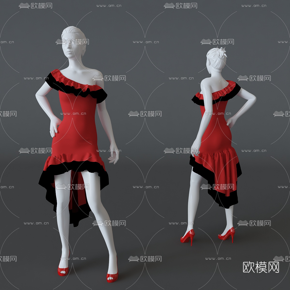 现代人物模特服装3D模型