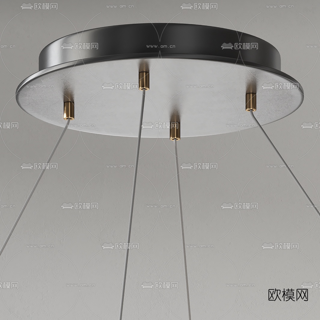 现代创意环形吊灯3d模型下载（渲染图2）