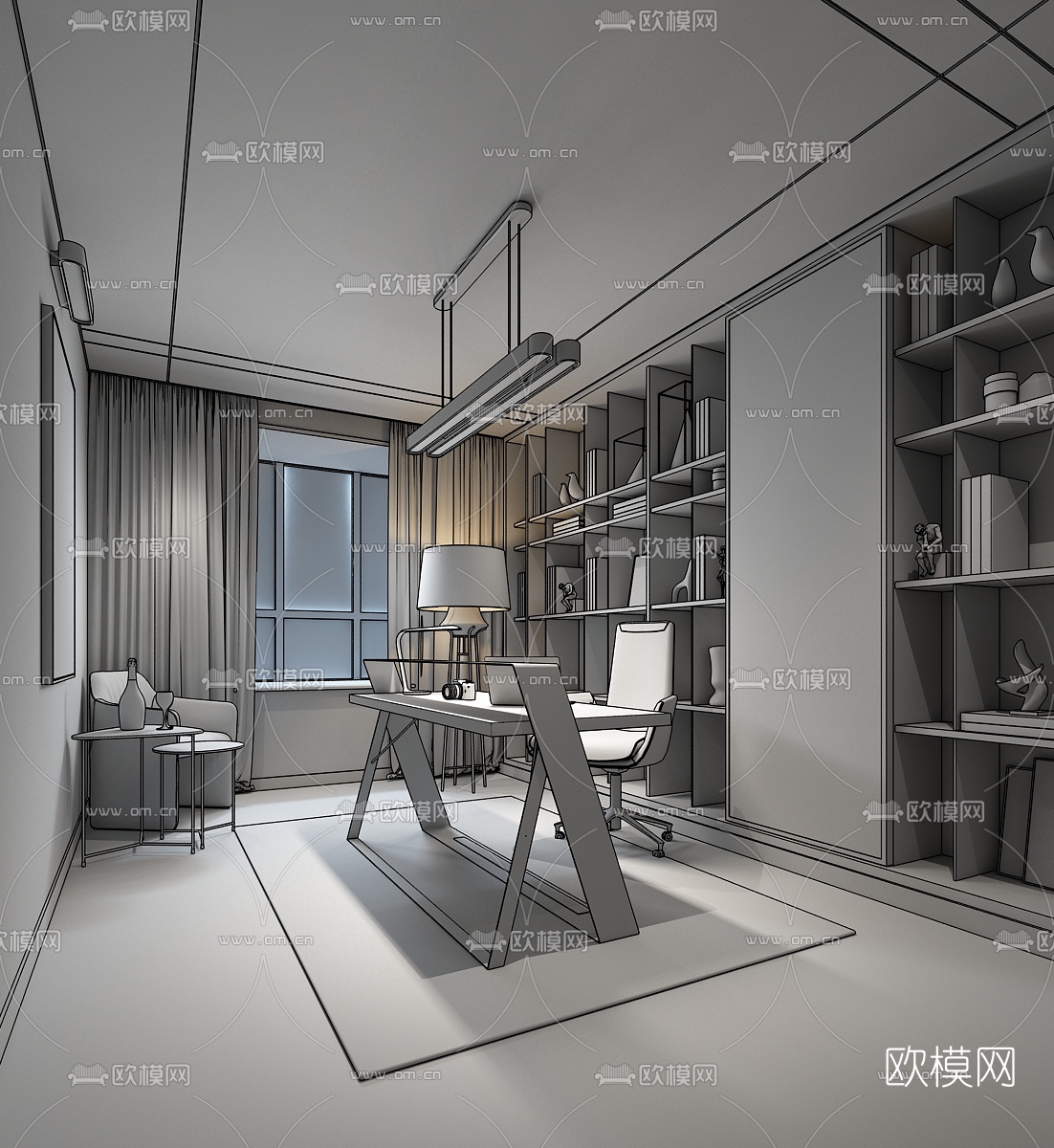 后现代书房3d模型