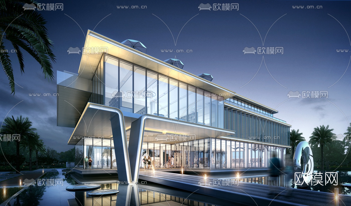 现代售楼处外观3d模型