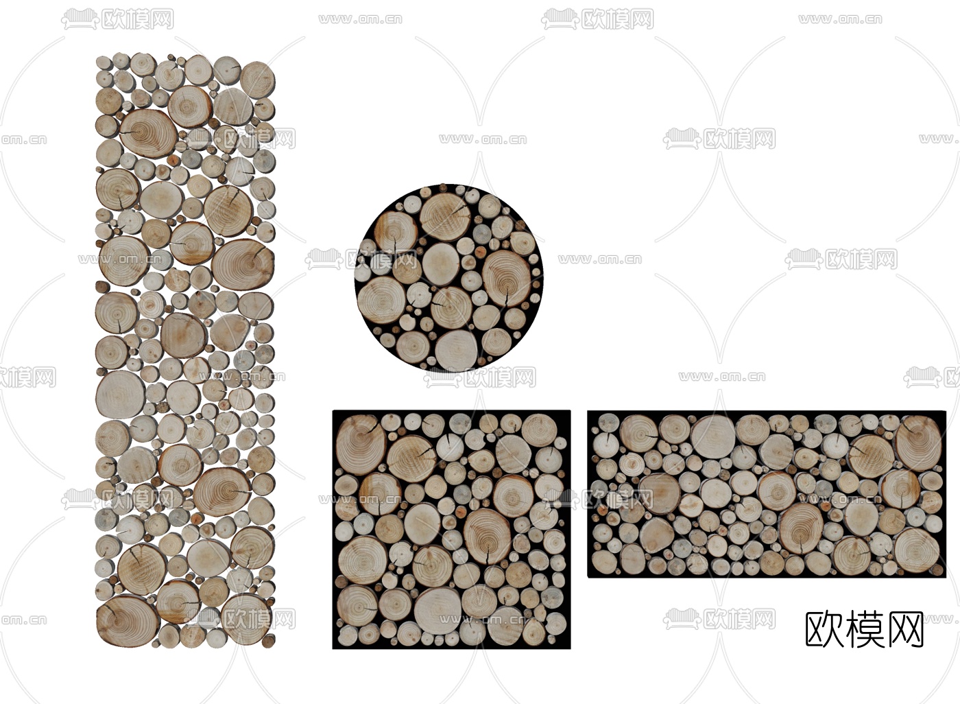 自然风原木背景墙su模型下载