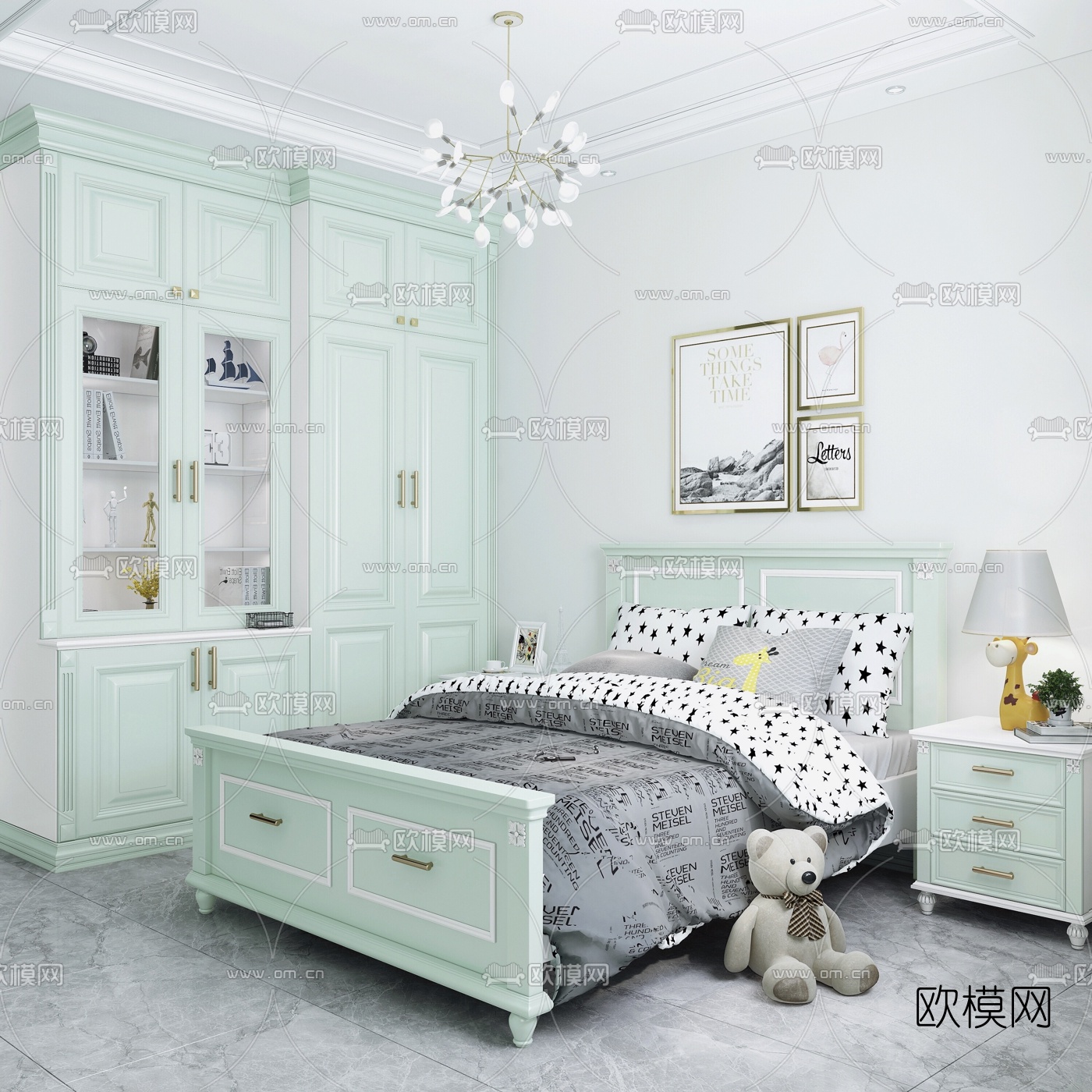 北欧小清新儿童房3d模型下载