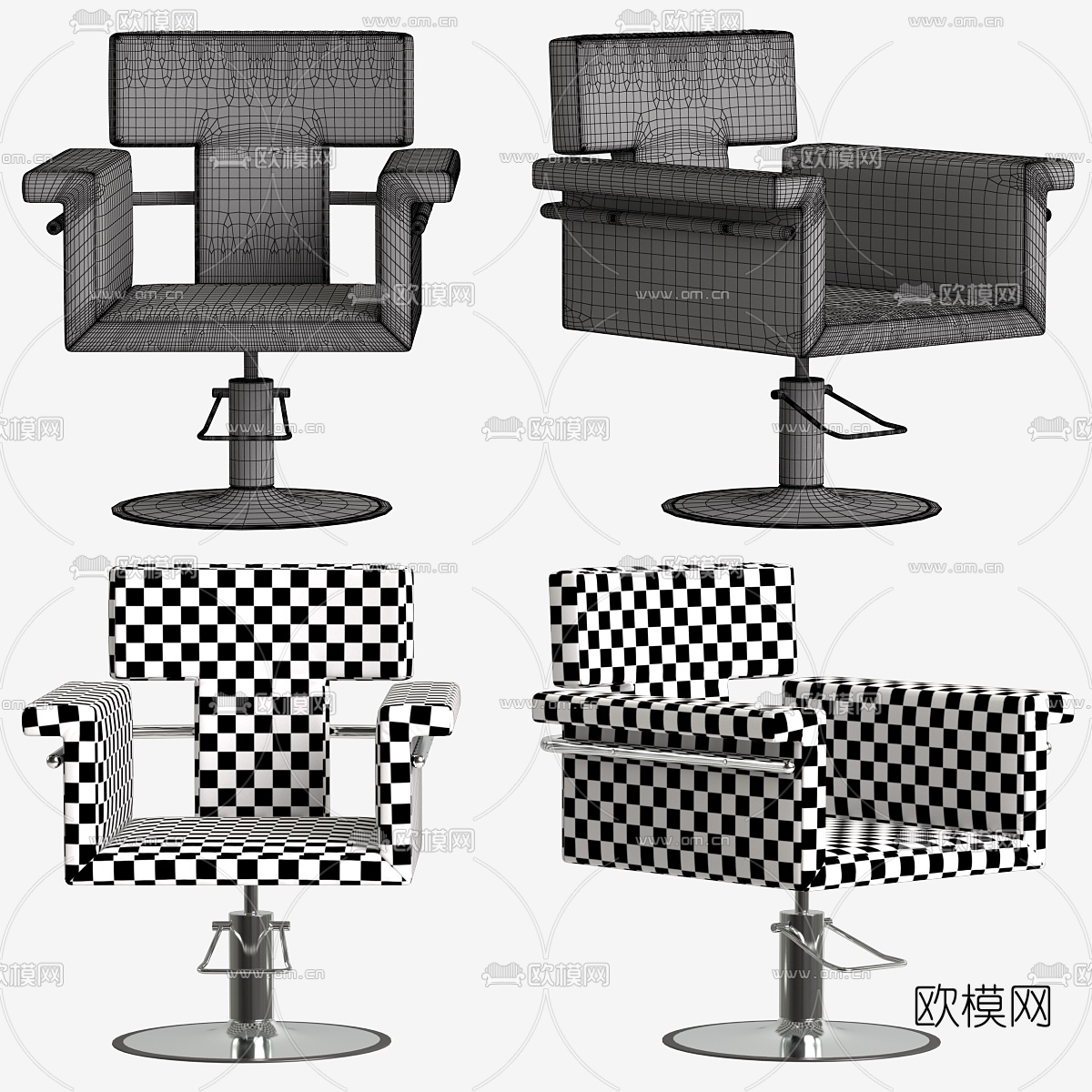 现代美发店公用椅3d模型