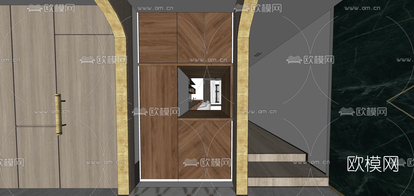 现代轻奢客餐厅su模型下载（渲染图15）