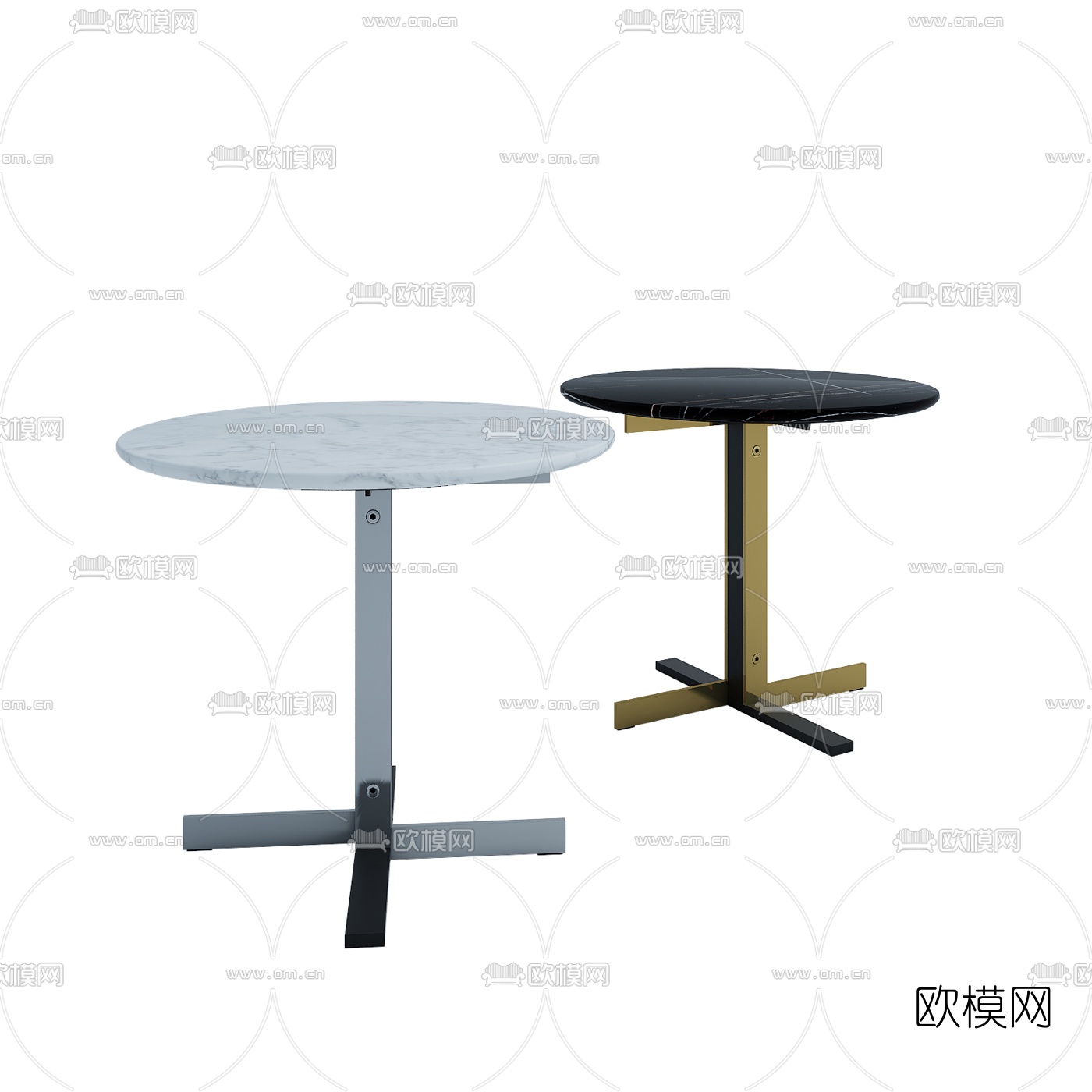 意大利米洛提 Minotti 现代圆几边几组合3D模型