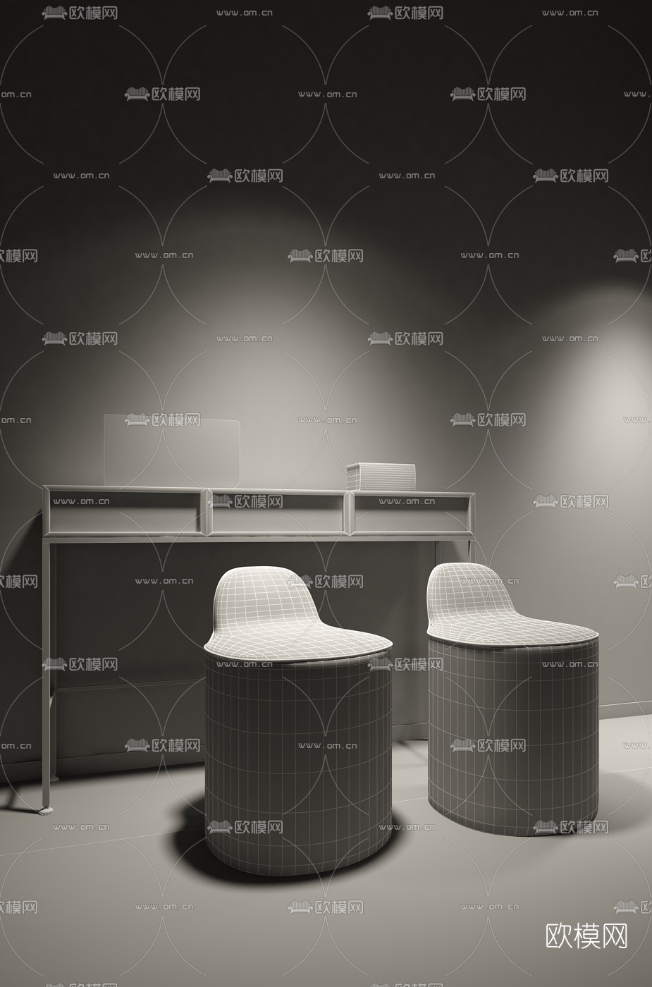 意大利BAXTER品牌 现代梳妆台3d模型下载（渲染图2）