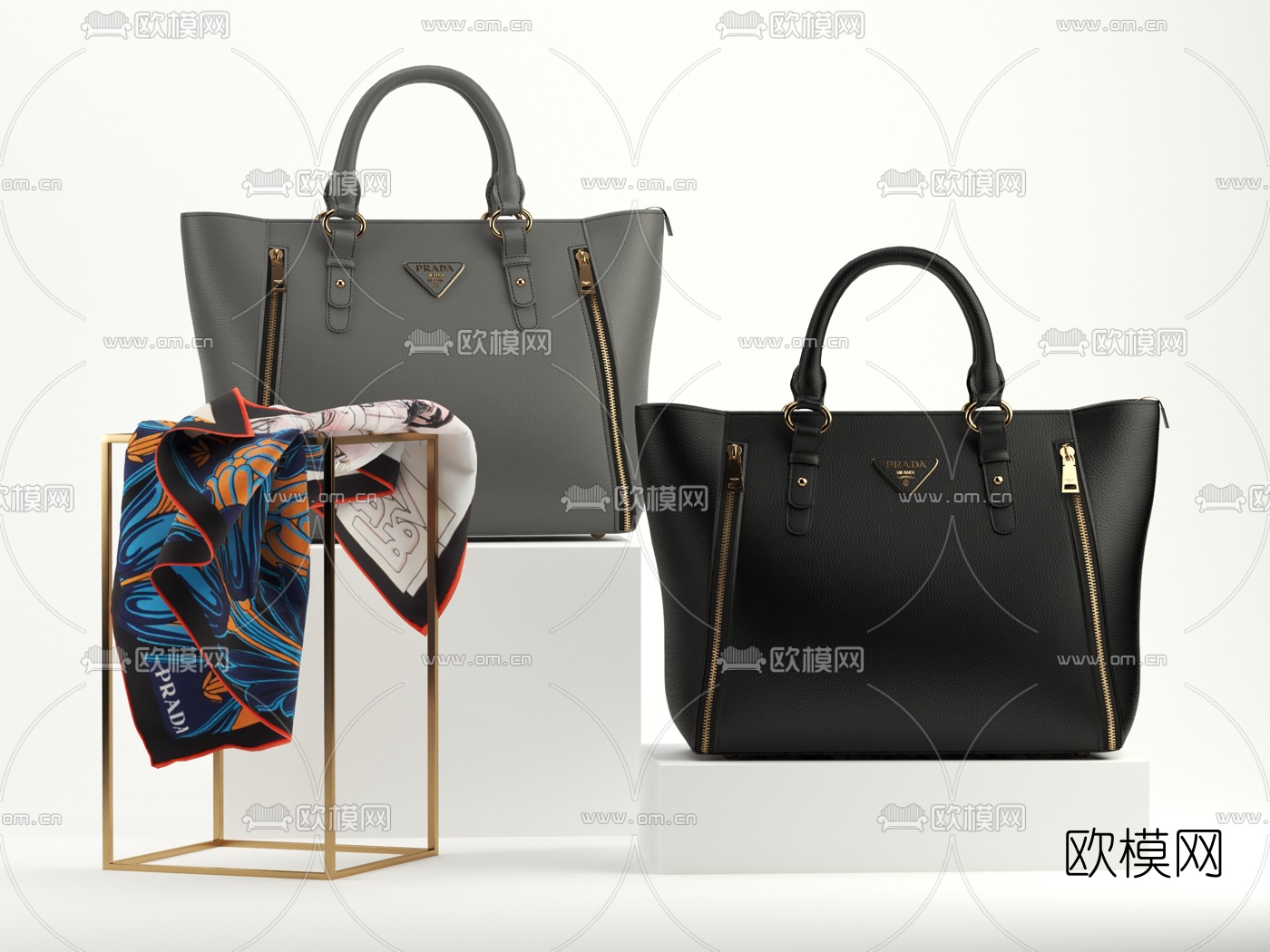 现代皮革手提包3d模型下载