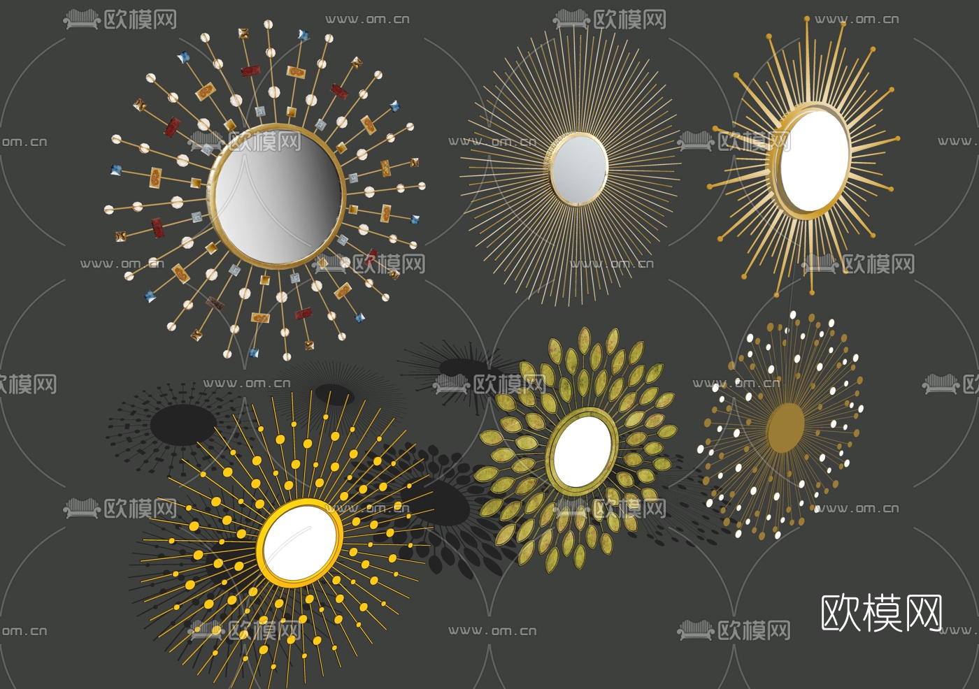 现代轻奢装饰镜su模型下载（渲染图2）