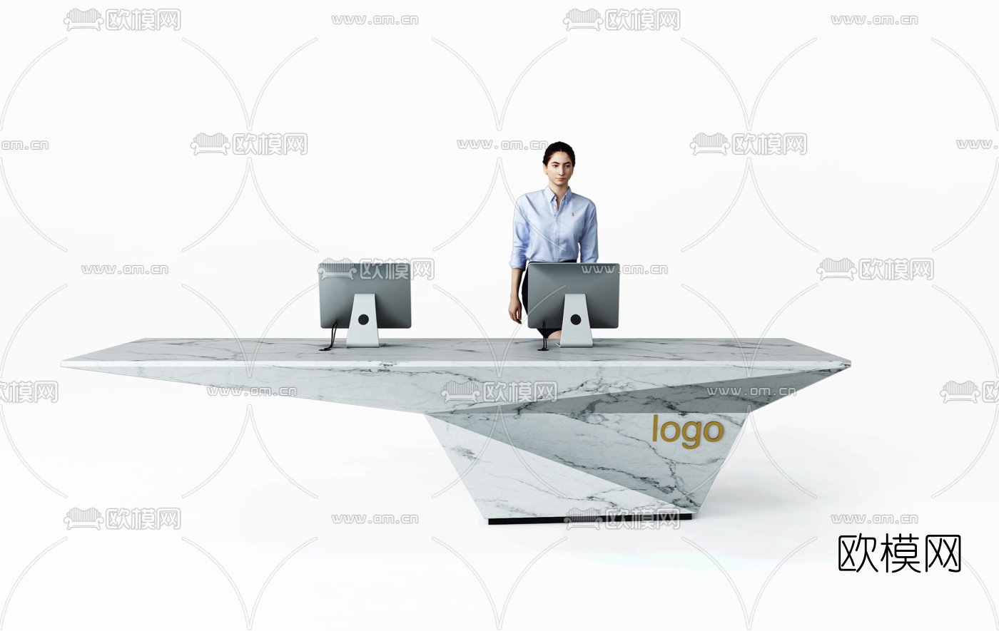 现代接待台前台3d模型